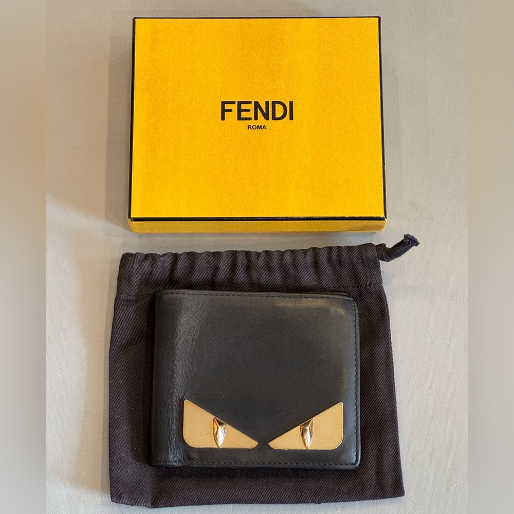 FENDI Monster Gold Metal Bifold Wallet (Full Inclusion)